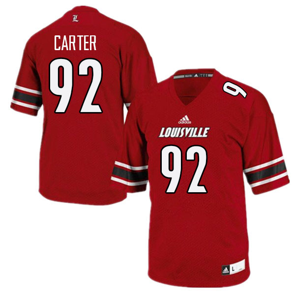 Men #92 Micah Carter Louisville Cardinals College Football Jerseys Stitched Sale-Red